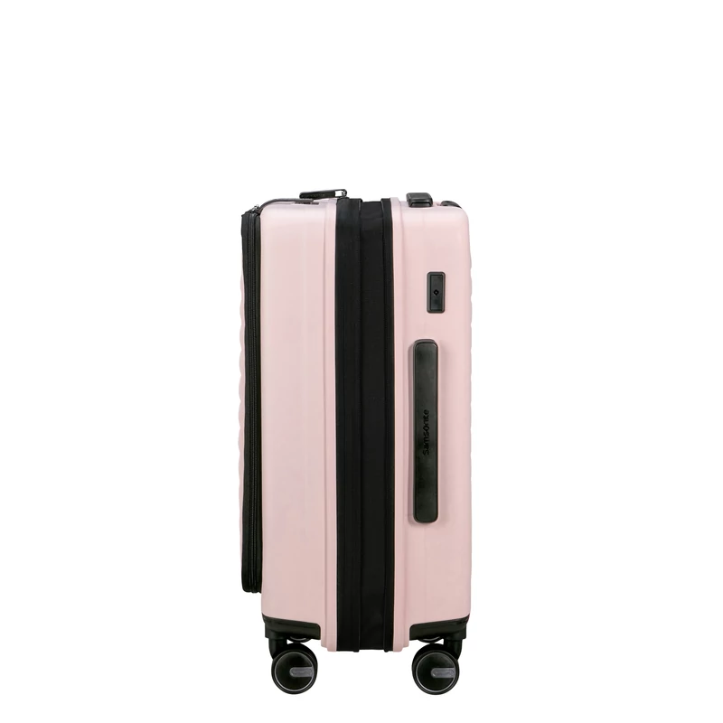 Samsonite Restackd spinner 4-kerekes keményfedeles bővíthető kabin bőrönd 55 x 40 x 23/26 cm, halvány rózsaszín
