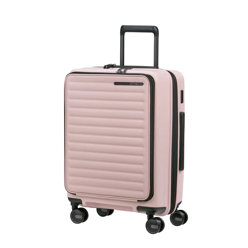 Samsonite Restackd spinner 4-kerekes keményfedeles bővíthető kabin bőrönd 55 x 40 x 23/26 cm, halvány rózsaszín