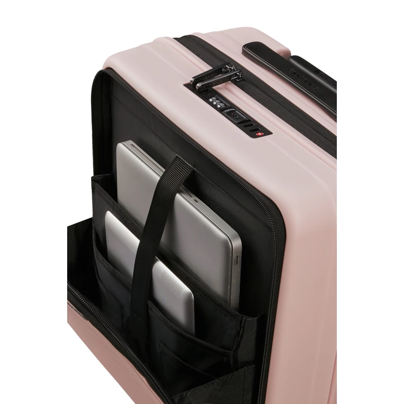 Samsonite Restackd spinner 4-kerekes keményfedeles bővíthető kabin bőrönd 55 x 40 x 23/26 cm, halvány rózsaszín