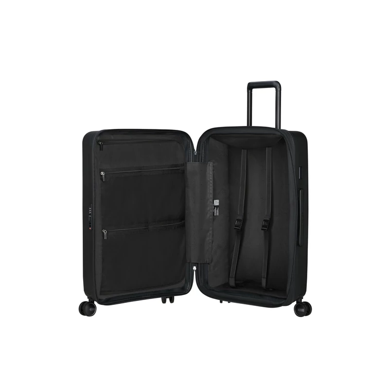Samsonite Restackd spinner 4-kerekes keményfedeles bővíthető bőrönd 68 x 46 x 26/29cm, fekete