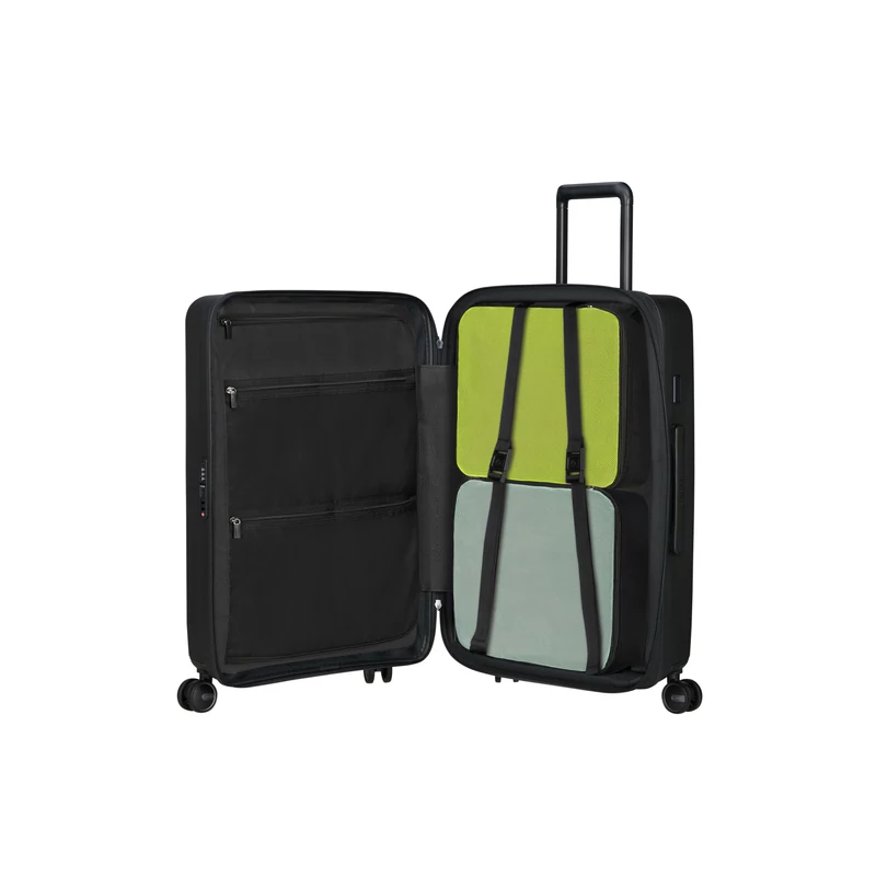Samsonite Restackd spinner 4-kerekes keményfedeles bővíthető bőrönd 68 x 46 x 26/29cm, fekete