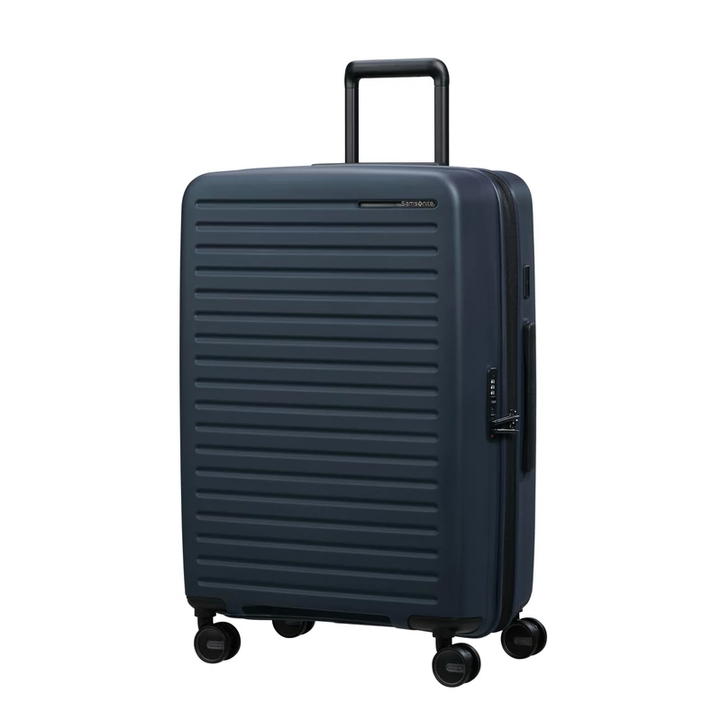 Samsonite Restackd spinner 4-kerekes keményfedeles bővíthető bőrönd 68 x 46 x 26/29cm, sötétkék