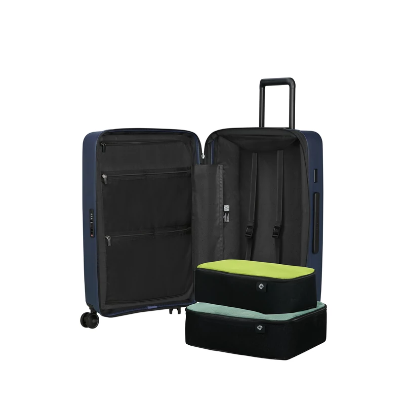 Samsonite Restackd spinner 4-kerekes keményfedeles bővíthető bőrönd 68 x 46 x 26/29cm, sötétkék
