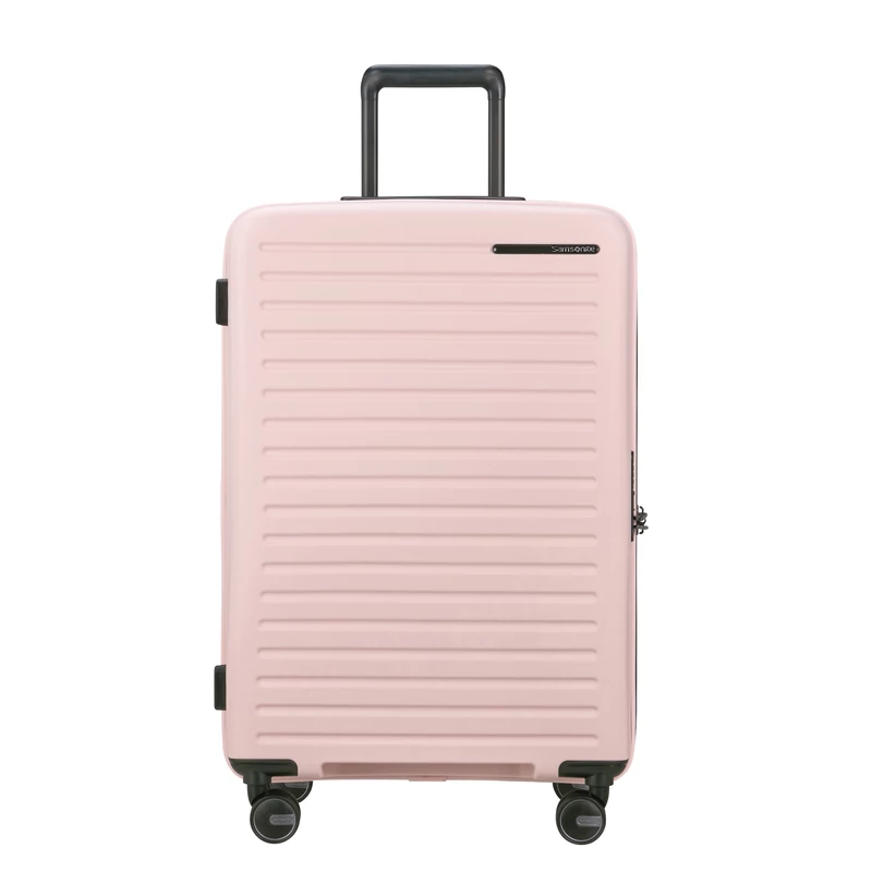Samsonite Restackd spinner 4-kerekes keményfedeles bővíthető bőrönd 68 x 46 x 26/29cm, halvány rózsaszín
