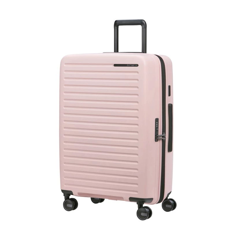 Samsonite Restackd spinner 4-kerekes keményfedeles bővíthető bőrönd 68 x 46 x 26/29cm, halvány rózsaszín