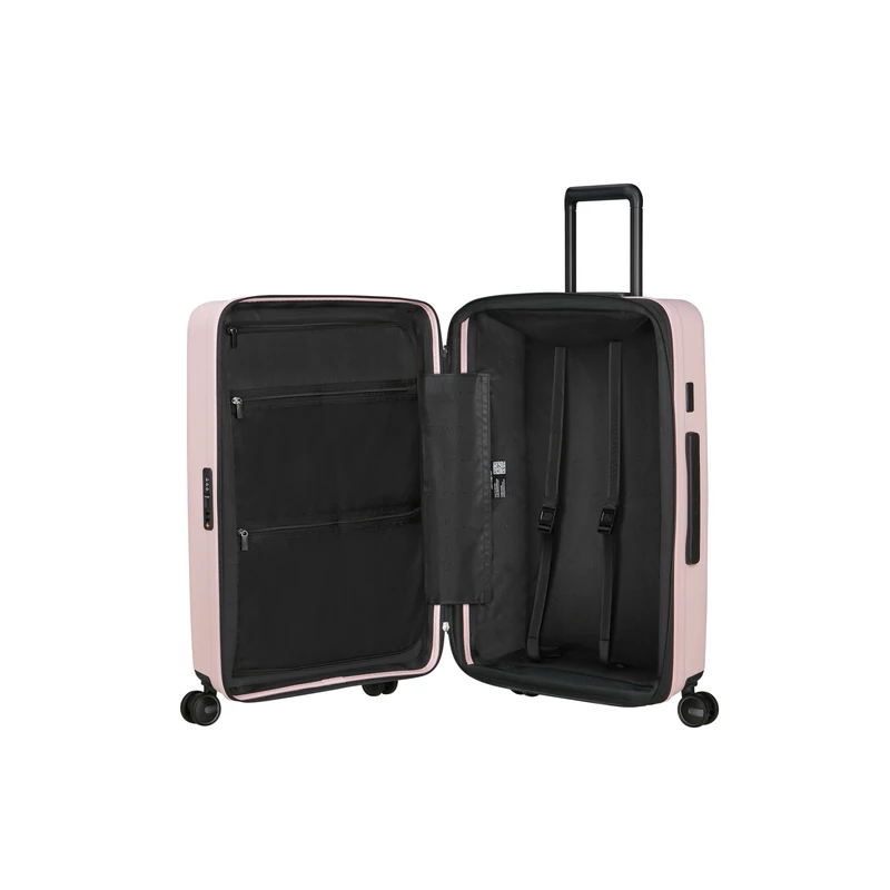 Samsonite Restackd spinner 4-kerekes keményfedeles bővíthető bőrönd 68 x 46 x 26/29cm, halvány rózsaszín