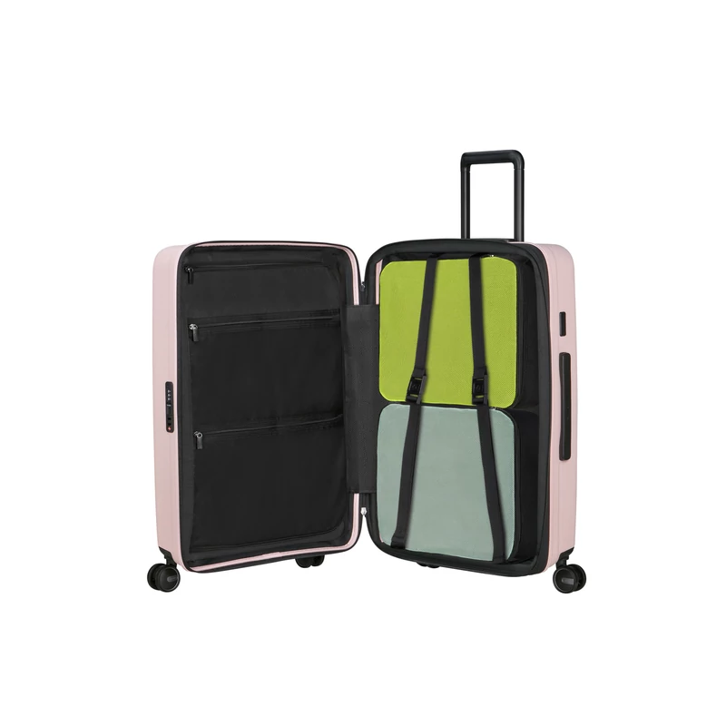 Samsonite Restackd spinner 4-kerekes keményfedeles bővíthető bőrönd 68 x 46 x 26/29cm, halvány rózsaszín