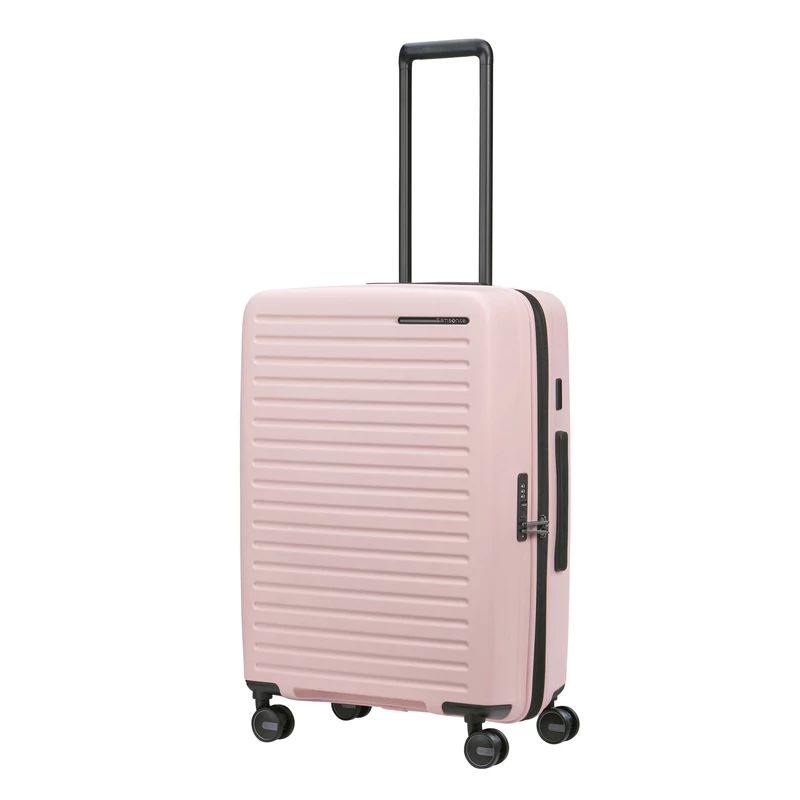 Samsonite Restackd spinner 4-kerekes keményfedeles bővíthető bőrönd 68 x 46 x 26/29cm, halvány rózsaszín