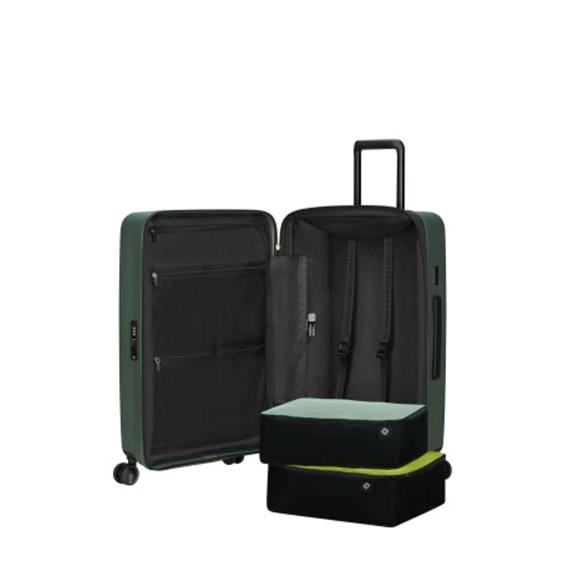 Samsonite Restackd spinner 4-kerekes keményfedeles bővíthető bőrönd 68 x 46 x 26/29cm, khaki