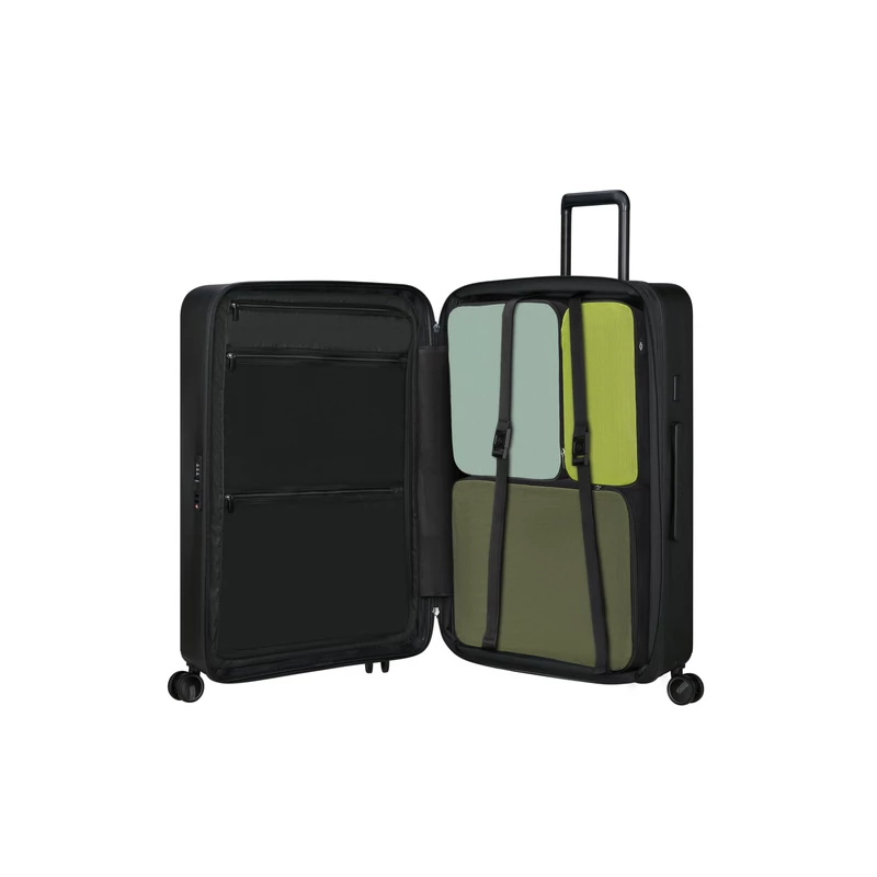 Samsonite Restackd spinner 4-kerekes keményfedeles bővíthető bőrönd 75 x 51 x 29/32 cm, fekete