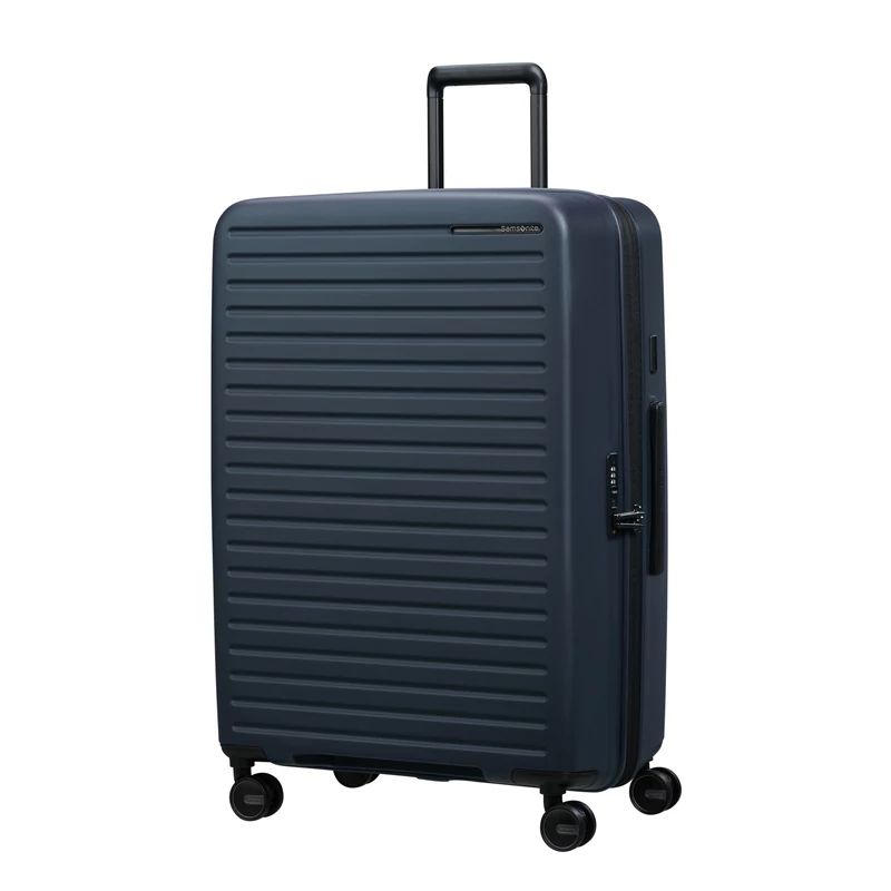 Samsonite Restackd spinner 4-kerekes keményfedeles bővíthető bőrönd 75 x 51 x 29/32 cm, sötétkék
