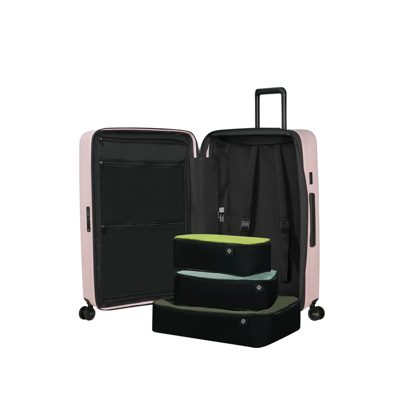 Samsonite Restackd spinner 4-kerekes keményfedeles bővíthető bőrönd 75 x 51 x 29/32 cm, halvány rózsaszín