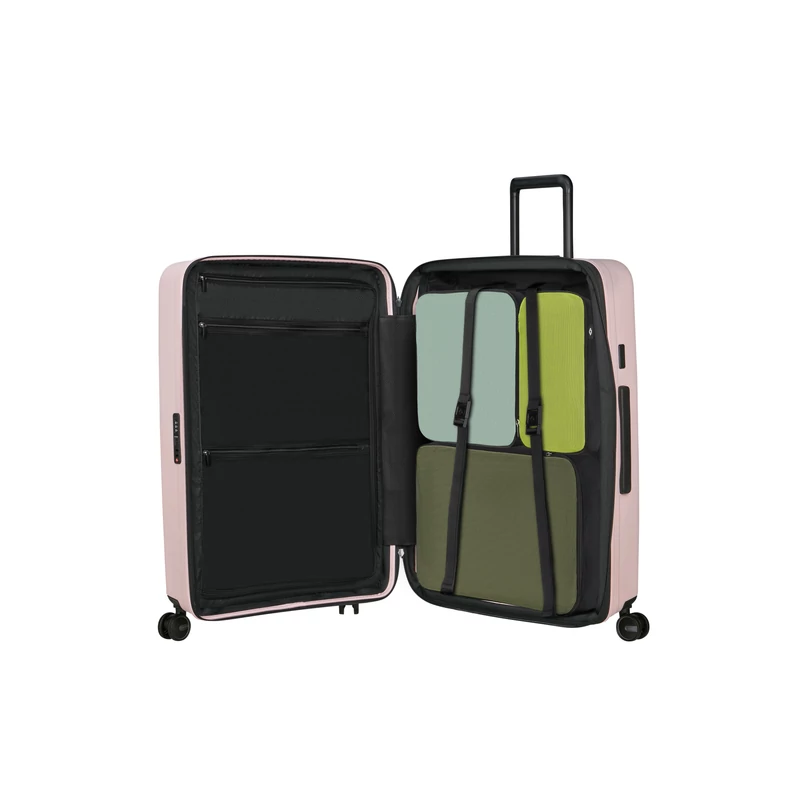 Samsonite Restackd spinner 4-kerekes keményfedeles bővíthető bőrönd 75 x 51 x 29/32 cm, halvány rózsaszín
