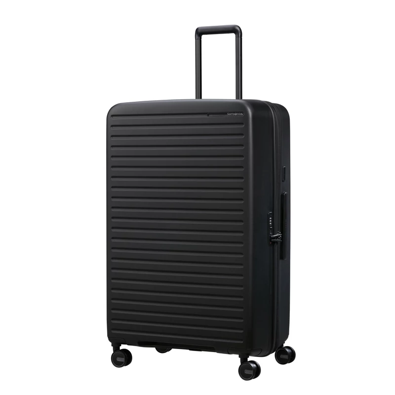 Samsonite Restackd spinner 4-kerekes keményfedeles bővíthető extra nagy bőrönd 81 x 54 x 31/34 cm, fekete