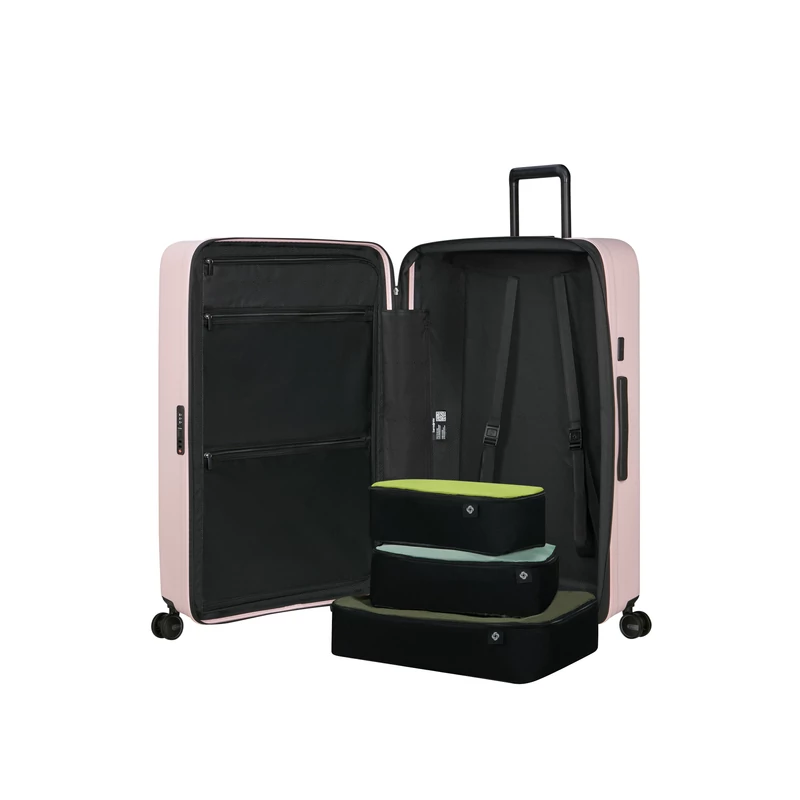 Samsonite Restackd spinner 4-kerekes keményfedeles bővíthető extra nagy bőrönd 81 x 54 x 31/34 cm, halvány rózsaszín
