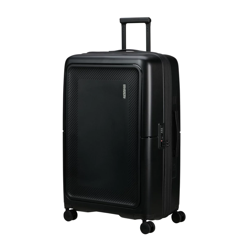 American Tourister Dashpop 4-kerekes keményfedeles bővíthető bőrönd 77 x 50 x 30/33 cm, fekete