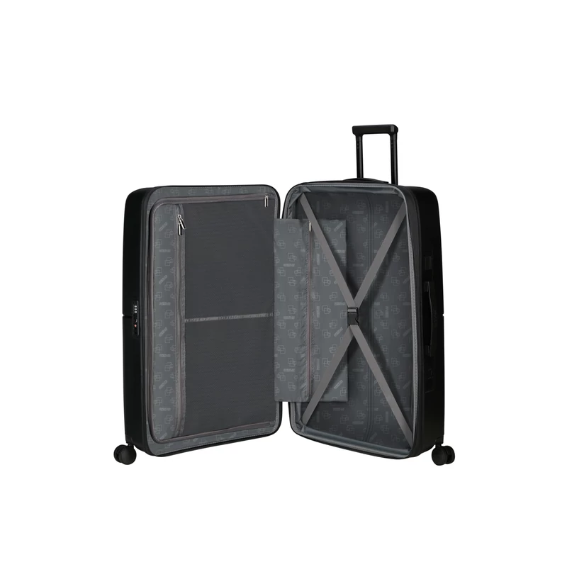 American Tourister Dashpop 4-kerekes keményfedeles bővíthető bőrönd 77 x 50 x 30/33 cm, fekete