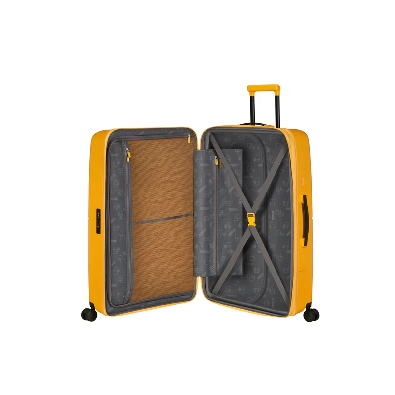 American Tourister Dashpop 4-kerekes keményfedeles bővíthető bőrönd 77 x 50 x 30/33 cm, sárga