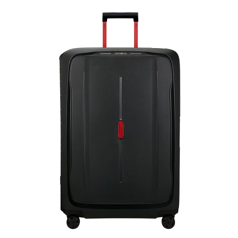 Samsonite Essens spinner 4-kerekes keményfedeles extra nagy bőrönd  81 x 56 x 34 cm, fekete-piros
