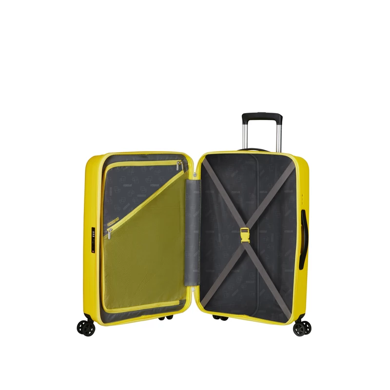American Tourister Rejoy 4-kerekes keményfedeles bőrönd 68 x 47 x 26 cm, sárga