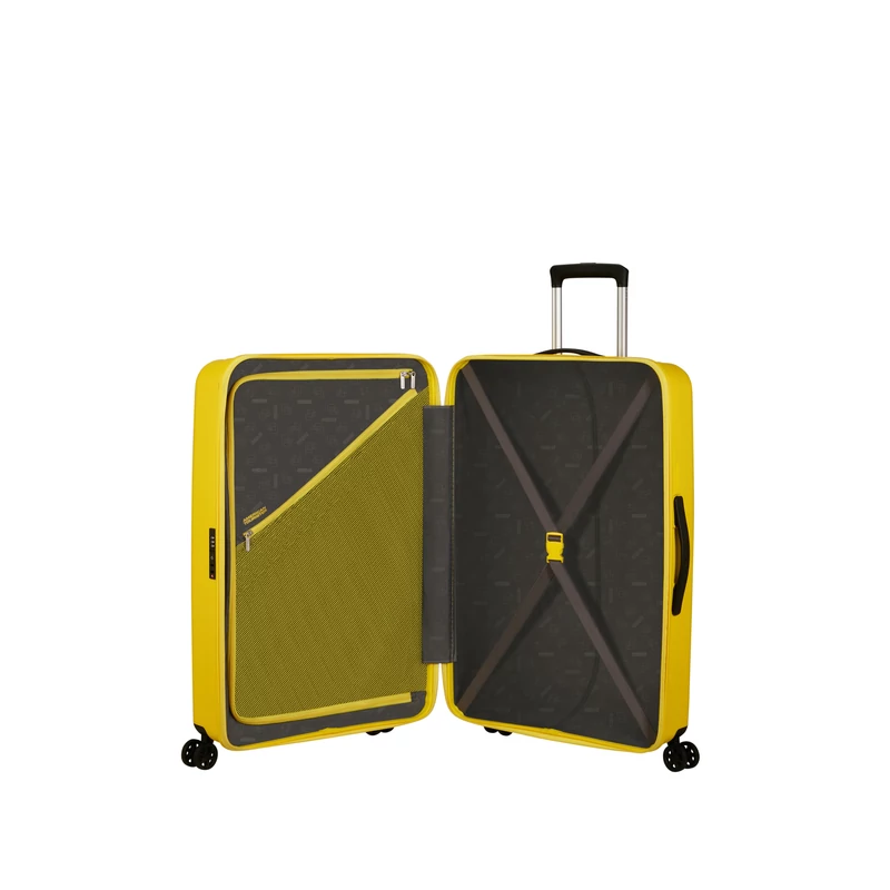 American Tourister Rejoy 4-kerekes keményfedeles bőrönd 77 x 51 x 30 cm, sárga
