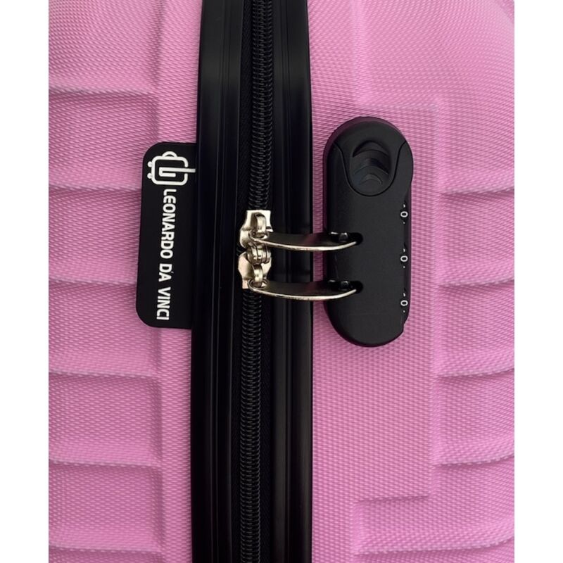 LEONARDO 4-kerekes keményfedeles kabinbőrönd 54x36x20cm, rózsaszín