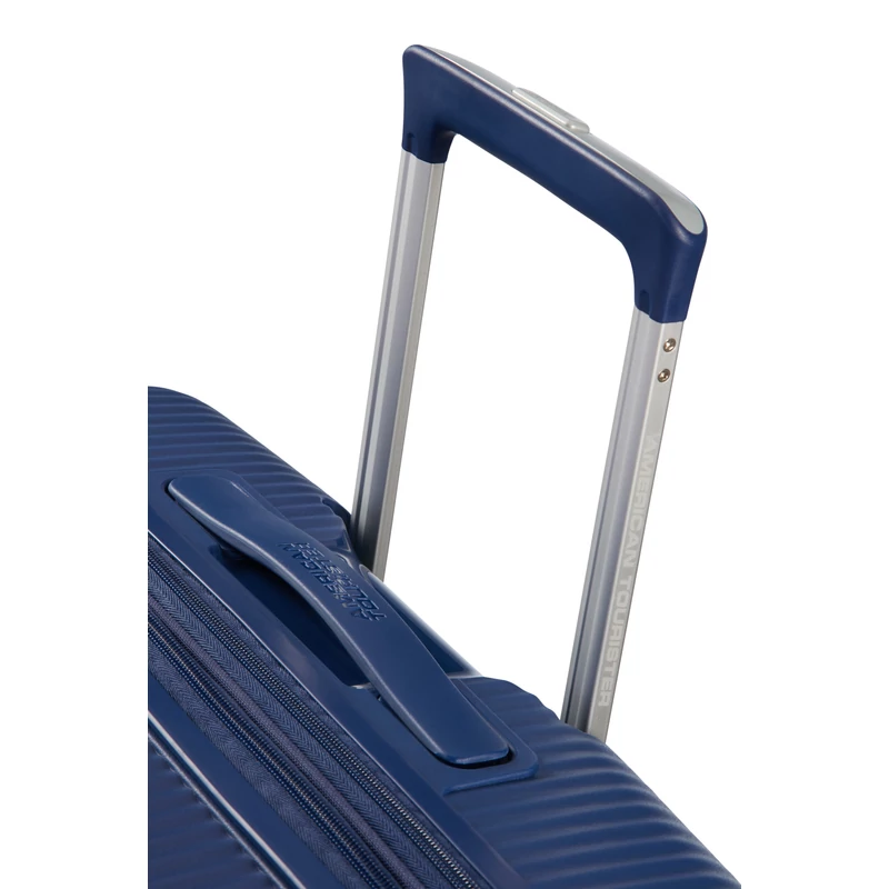 American Tourister Soundbox 4-kerekes keményfedeles bővíthető kabin bőrönd 55x40x20/23 cm, sötétkék