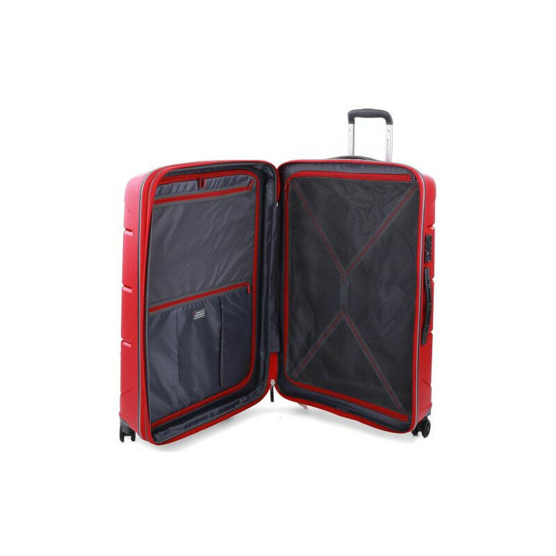 Roncato FLIGHT DLX 4-kerekes keményfedeles bővíthető bőrönd 79x50x29/32cm, piros