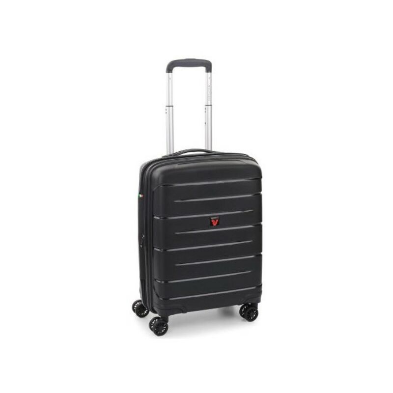 Roncato FLIGHT DLX 4-kerekes keményfedeles bővíthető kabinbőrönd 55x39x20/25cm, fekete